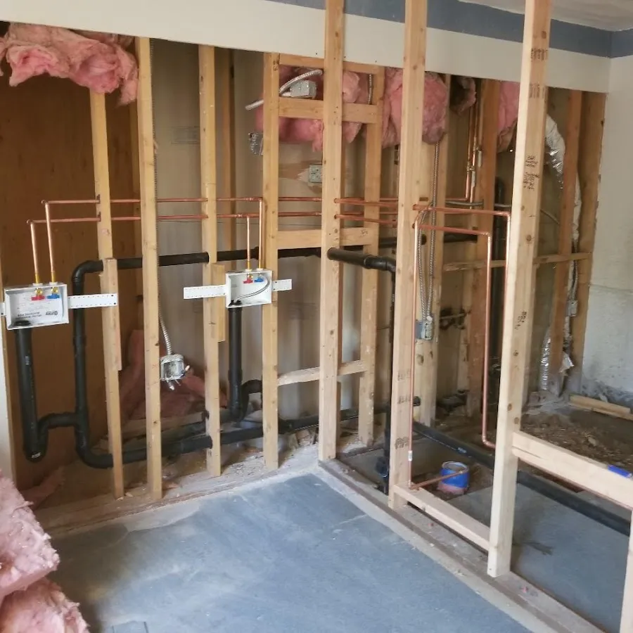 Copper pipe rough-in and plumbing installation in Perinton